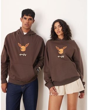 ASOS Unisex Oversized Hoodie With Pokemon Print - Brown