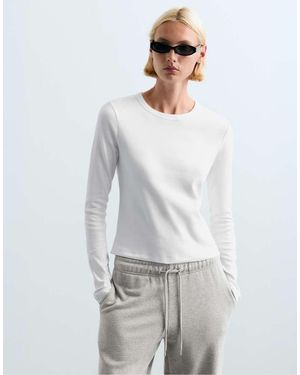Oysho Rib Long Sleeve T-shirt - White