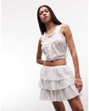 Noisy May Tiered Mini Skirt - White