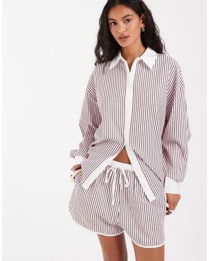 ASOS Tipped Contrast Shirt Co-Ord - Pink