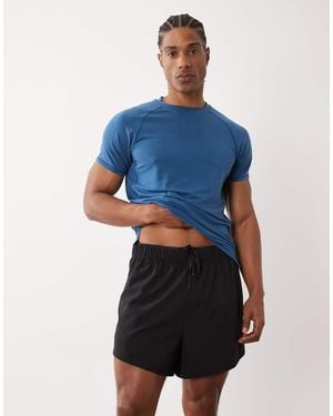 4505 2-in-1 Quick Dry 5"" Woven Running Shorts With Zip Pockets - Blue