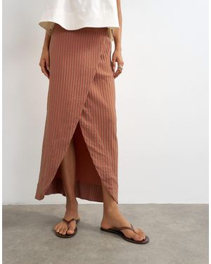 TOPSHOP Wickel-maxirock mit roststreifen - Braun