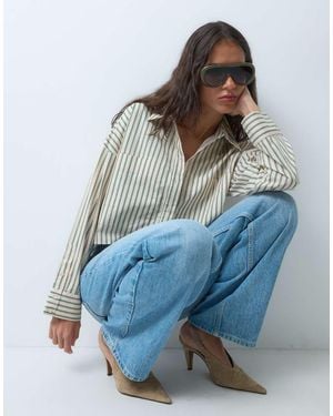 ASOS Camicia Corta A Righe Stone - Blu