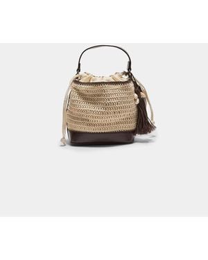 Stradivarius Combined Crochet Bucket Bag - White