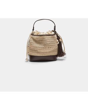 Stradivarius Borsa A Secchiello Combinata All'Uncinetto Écru - Bianco