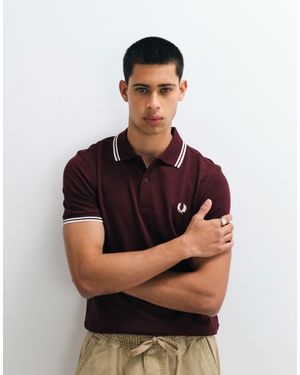 Fred Perry Polo à liserés doubles bordeaux - Noir