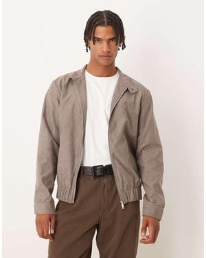 Brave Soul Faux Suede Bomber Jacket - Brown