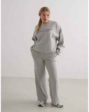 Aim'n Sudadera Jaspeado Con Estampado "Wellness" De - Gris