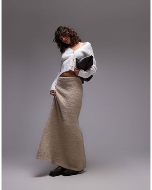 TOPSHOP Knit Fluffy Skirt - Brown