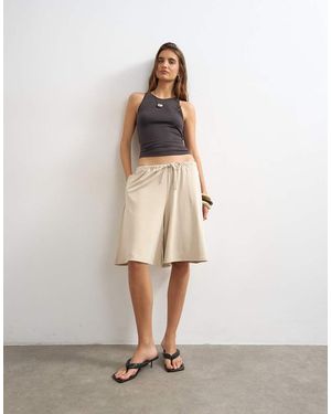 TOPSHOP Pantaloncini Sportivi Taglio Lungo - Bianco