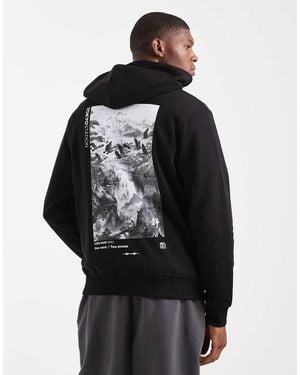 Jack & Jones Hoodie With Moutain Back Graphic - Black