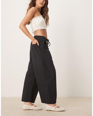Free People Days End Linen Pull On Trousers - Black