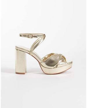 Mango Teen Platform Block Heel Sandals - Metallic