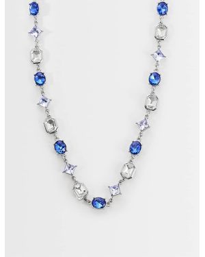 ASOS Collana Squadrata Argentata Con Strass Cristallo Blu