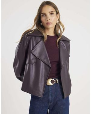River Island Cropped Belted Trench Jacket - Purple