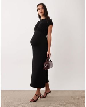 ASOS Asos Design Maternity Ruched Front Midi Tea Dress - Brown