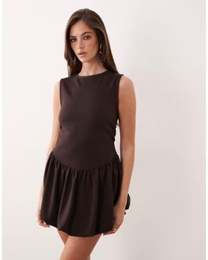 ASOS Interlock Dropped Waist Bubble Hem Mini Dress - Brown