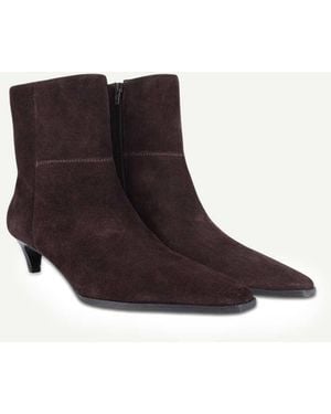 OFF THE HOOK Pheonix Suede Kitten Heel Ankle Boots - Brown