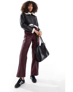 Brave Soul Cropped Bonded Aviator Jacket - Black