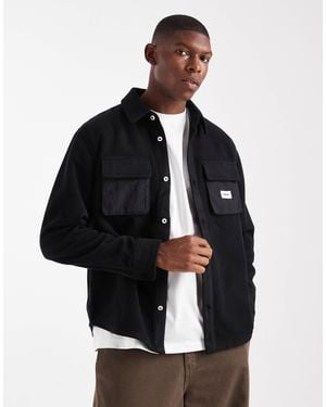 Parlez Surchemise en polaire à manches longues et logo avec poches - Noir