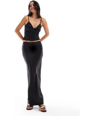 4th & Reckless Satin Column Maxi Skirt - Black