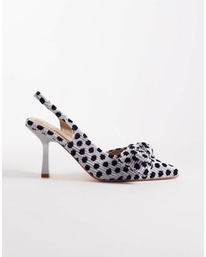 SEQWL Zapatos Negros Destalonados De Tacón Grueso Con Detalle De Lazo Y Plateados Salado De - Azul