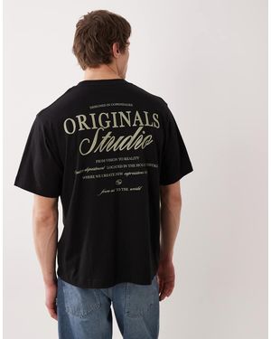 Jack & Jones Original Studios Oversized T-shirt With Script Back Print - Black