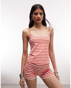 Monki Scoopneck Strap Top Mix & Match Co-ord - Red