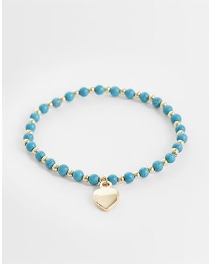 ASOS Bracelet With Blue Beads And Heart Pendant