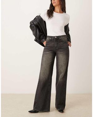 Glamorous Wide Leg Mid Rise Jeans - Black