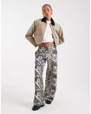 Edikted Camo Straight Leg Tracksuit Bottoms - White