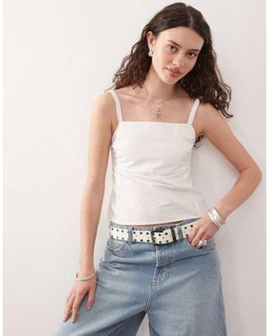 Collusion Woven Cami Top With Strappy Open Back - Blue