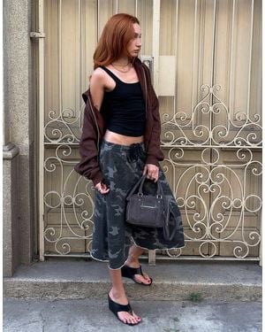 Bershka Faux Suede Bowling Bag - Black