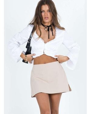 Princess Polly Gigi Cotton Side Slit Mini Skort - White