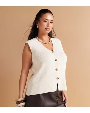 ASOS Asos Design Curve Slub Knit Relaxed Fit Waistcoat - Natural