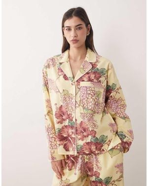 Abercrombie & Fitch Poplin Pyjama Shirt Co-ord - Natural