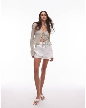 Mango Belted Denim Mom Shorts - White