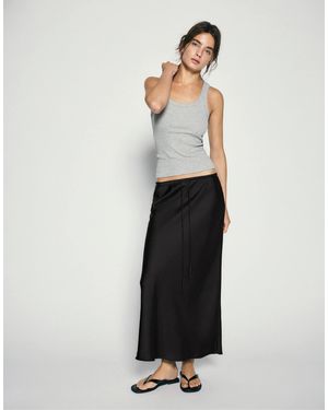 Pull&Bear Jupe midi en satin e à cordon - Blanc