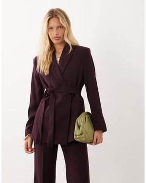 Mango Iguana Tie Waist Tailo Blazer Co-ord - Purple