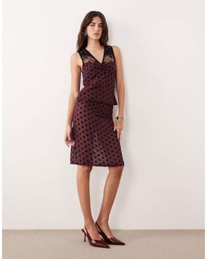 Motel Evani Co-ord Midi Polka Dot Skirt - Pink