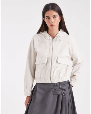 ONLY Zipped Through Cord Hooded Jacket - White