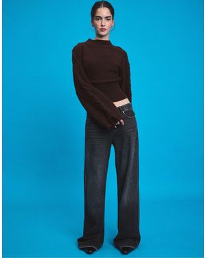 Stradivarius Strickpullover mit bindedetail an den ärmeln - Blau