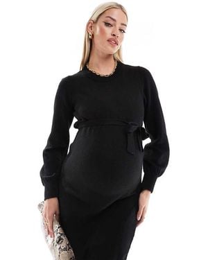 Mama.licious Mamalicious Maternity Knitted Mini Dress With Belt - Black