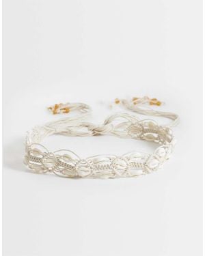 Gina Tricot Macrame Belt With Shell Detail - White