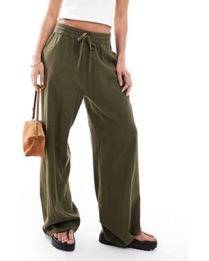 ONLY Wide Leg Linen Look Pants - Green