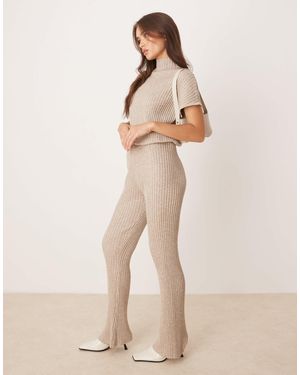 Pretty Lavish Pantalon d'ensemble large en maille - beige - Neutre