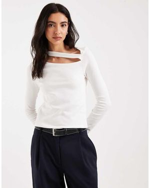 Mango Teen Cut Out Long Sleeve Top - White