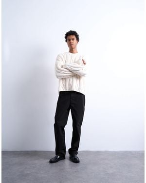 TOPMAN Straight Fit Canvas Trouser - White