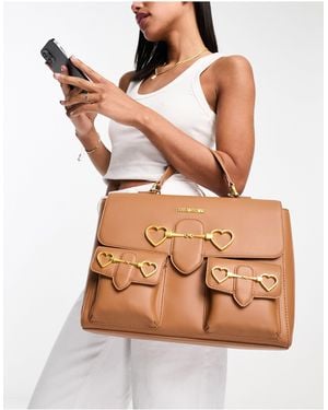 Love Moschino Heart Bar Satchel Bag - Brown