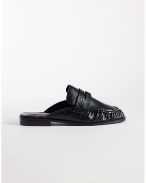 ASOS Mouse Ruched Detail Loafer Mules - Brown